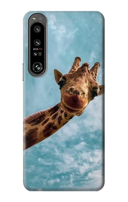 W3680 Cute Smile Giraffe Hard Case and Leather Flip Case For Sony Xperia 1 IV