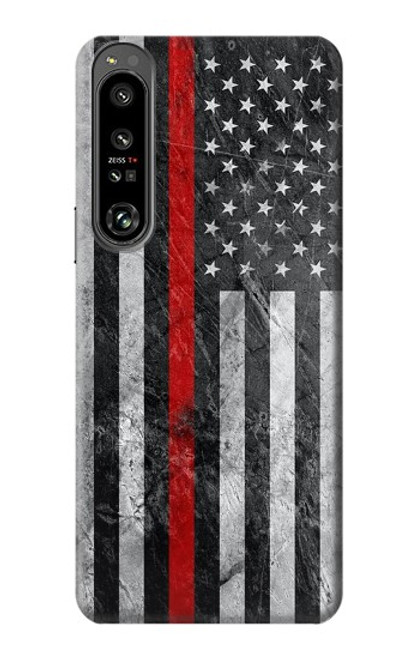 W3687 Firefighter Thin Red Line American Flag Hard Case and Leather Flip Case For Sony Xperia 1 IV