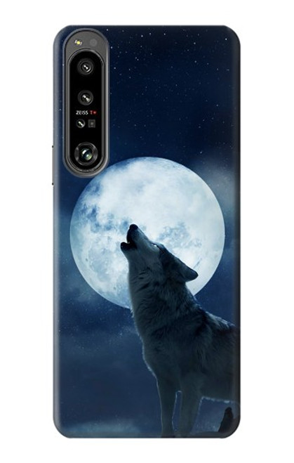 W3693 Grim White Wolf Full Moon Hard Case and Leather Flip Case For Sony Xperia 1 IV