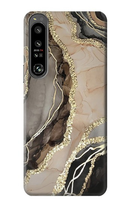 W3700 Marble Gold Graphic Printed Hard Case and Leather Flip Case For Sony Xperia 1 IV