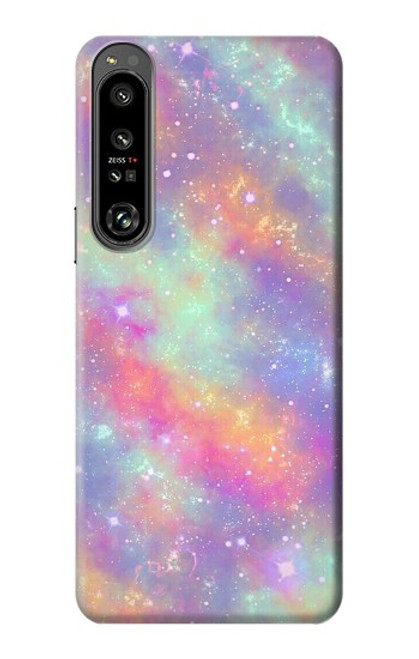 W3706 Pastel Rainbow Galaxy Pink Sky Hard Case and Leather Flip Case For Sony Xperia 1 IV