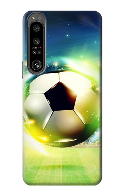 W3844 Glowing Football Soccer Ball Hard Case and Leather Flip Case For Sony Xperia 1 IV