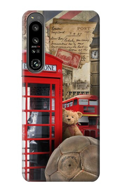 W3856 Vintage London British Hard Case and Leather Flip Case For Sony Xperia 1 IV