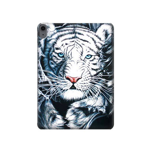 W0265 White Tiger Tablet Hard Case For iPad Air (2022,2020, 4th, 5th), iPad Pro 11 (2022, 6th)