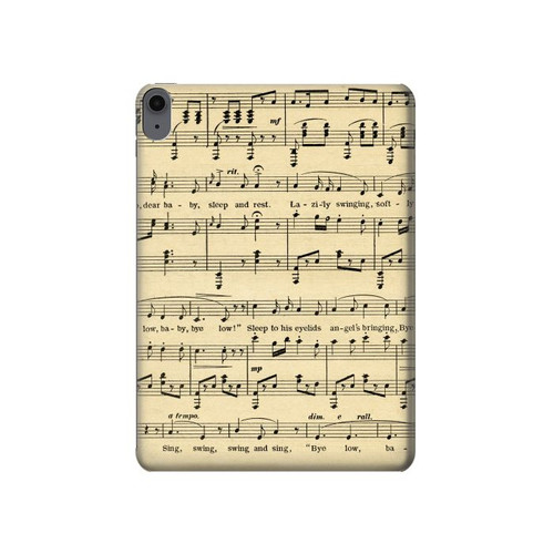 W2504 Vintage Music Sheet Tablet Hard Case For iPad Air (2022,2020, 4th, 5th), iPad Pro 11 (2022, 6th)