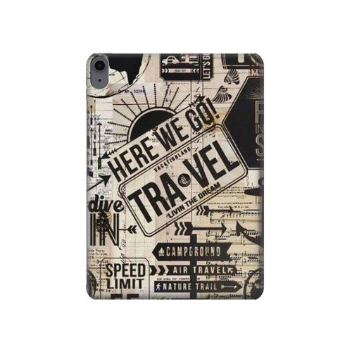 W3441 Vintage Travel Tablet Hard Case For iPad Air (2022,2020, 4th, 5th), iPad Pro 11 (2022, 6th)