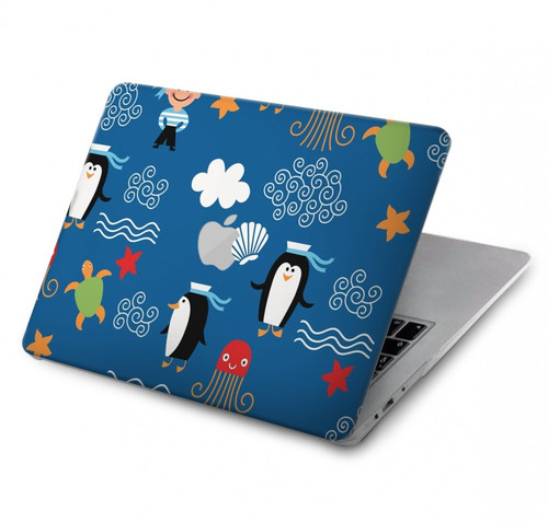 W2572 Marine Penguin Pattern Hard Case Cover For MacBook Air 13″ (2022,2024) - A2681, A3113