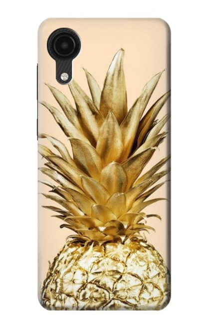 W3490 Gold Pineapple Hard Case and Leather Flip Case For Samsung Galaxy A03 Core