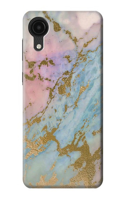 W3717 Rose Gold Blue Pastel Marble Graphic Printed Hard Case and Leather Flip Case For Samsung Galaxy A03 Core