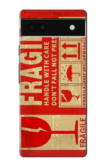 W3552 Vintage Fragile Label Art Hard Case and Leather Flip Case For Google Pixel 6a