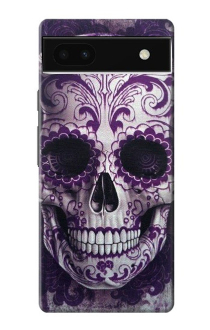 W3582 Purple Sugar Skull Hard Case and Leather Flip Case For Google Pixel 6a