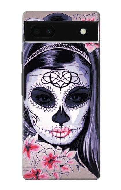 W3821 Sugar Skull Steam Punk Girl Gothic Hard Case and Leather Flip Case For Google Pixel 6a