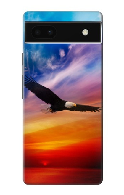 W3841 Bald Eagle Flying Colorful Sky Hard Case and Leather Flip Case For Google Pixel 6a