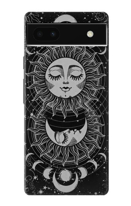 W3854 Mystical Sun Face Crescent Moon Hard Case and Leather Flip Case For Google Pixel 6a