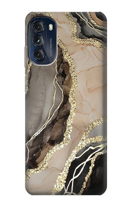 W3700 Marble Gold Graphic Printed Hard Case and Leather Flip Case For Motorola Moto G (2022)