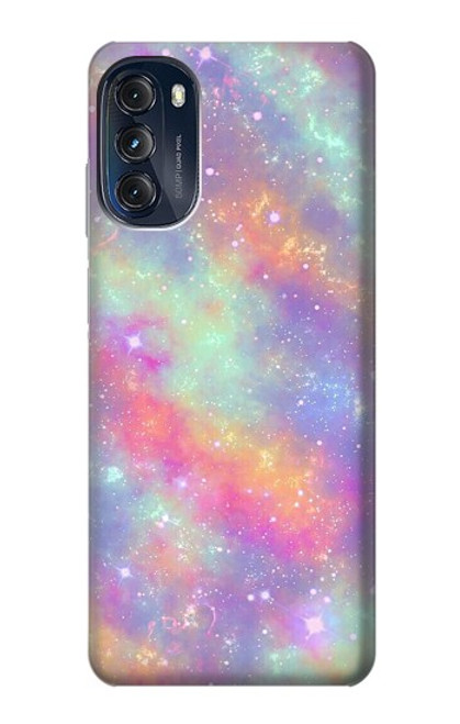 W3706 Pastel Rainbow Galaxy Pink Sky Hard Case and Leather Flip Case For Motorola Moto G (2022)