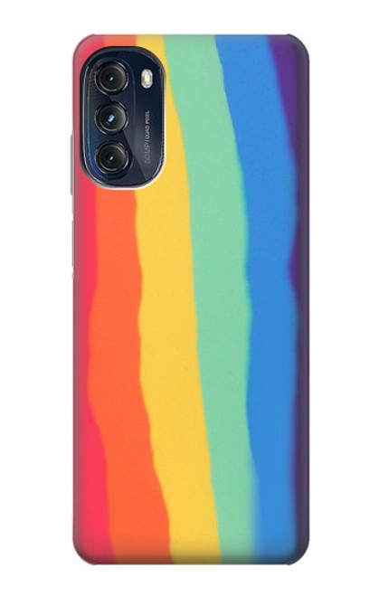 W3799 Cute Vertical Watercolor Rainbow Hard Case and Leather Flip Case For Motorola Moto G (2022)
