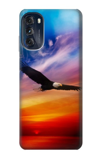 W3841 Bald Eagle Flying Colorful Sky Hard Case and Leather Flip Case For Motorola Moto G (2022)