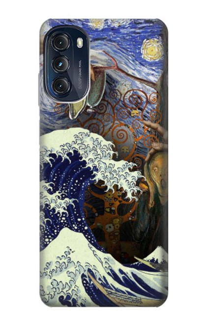 W3851 World of Art Van Gogh Hokusai Da Vinci Hard Case and Leather Flip Case For Motorola Moto G (2022)