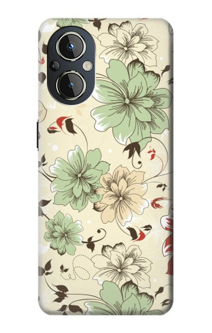 W2179 Flower Floral Vintage Art Pattern Hard Case and Leather Flip Case For OnePlus Nord N20 5G