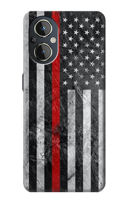 W3687 Firefighter Thin Red Line American Flag Hard Case and Leather Flip Case For OnePlus Nord N20 5G