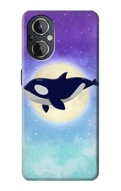 W3807 Killer Whale Orca Moon Pastel Fantasy Hard Case and Leather Flip Case For OnePlus Nord N20 5G