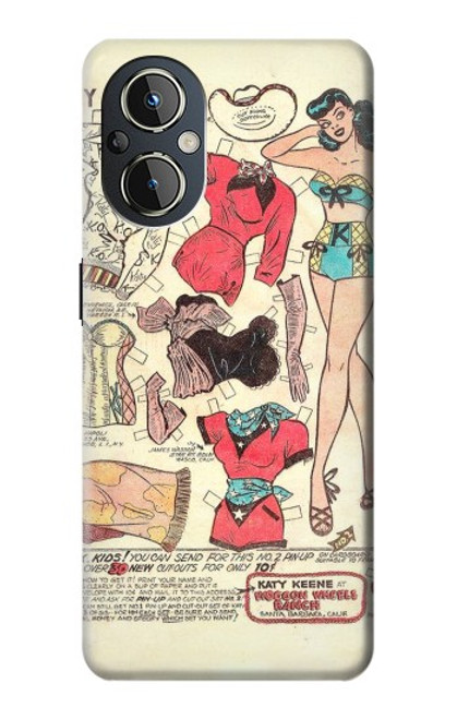 W3820 Vintage Cowgirl Fashion Paper Doll Hard Case and Leather Flip Case For OnePlus Nord N20 5G