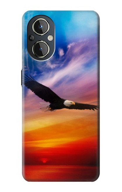 W3841 Bald Eagle Flying Colorful Sky Hard Case and Leather Flip Case For OnePlus Nord N20 5G