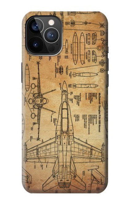 W3868 Aircraft Blueprint Old Paper Hard Case and Leather Flip Case For iPhone 12, iPhone 12 Pro