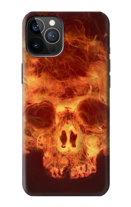 W3881 Fire Skull Hard Case and Leather Flip Case For iPhone 12, iPhone 12 Pro