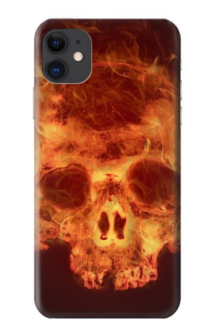 W3881 Fire Skull Hard Case and Leather Flip Case For iPhone 11