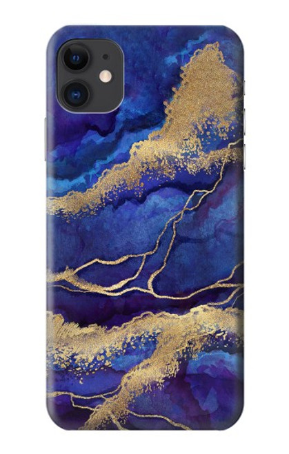 W3906 Navy Blue Purple Marble Hard Case and Leather Flip Case For iPhone 11