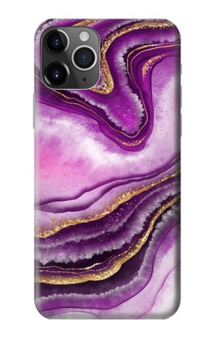 W3896 Purple Marble Gold Streaks Hard Case and Leather Flip Case For iPhone 11 Pro