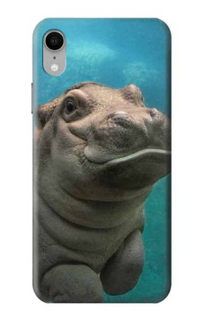 W3871 Cute Baby Hippo Hippopotamus Hard Case and Leather Flip Case For iPhone XR