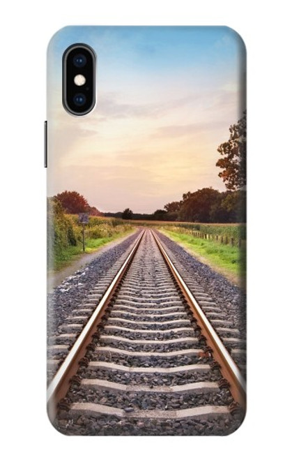 W3866 Railway Straight Train Track Hard Case and Leather Flip Case For iPhone X, iPhone XS