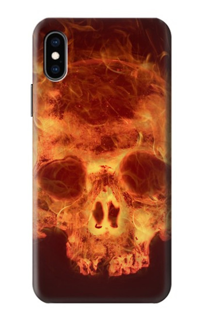 W3881 Fire Skull Hard Case and Leather Flip Case For iPhone X, iPhone XS