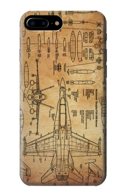 W3868 Aircraft Blueprint Old Paper Hard Case and Leather Flip Case For iPhone 7 Plus, iPhone 8 Plus