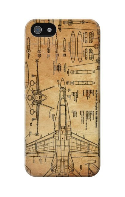 W3868 Aircraft Blueprint Old Paper Hard Case and Leather Flip Case For iPhone 5 5S SE