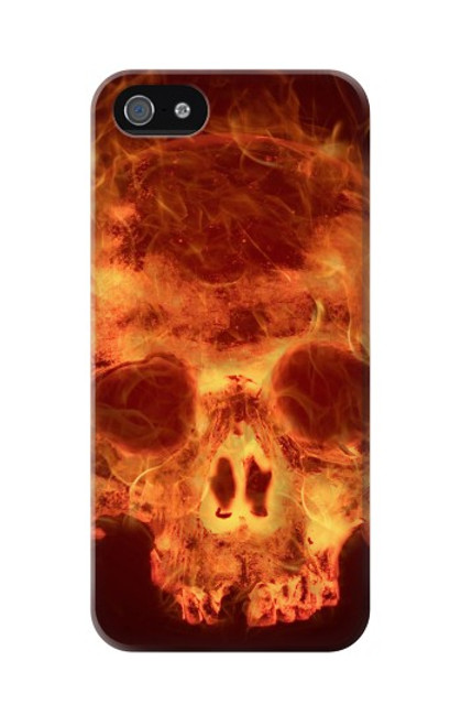 W3881 Fire Skull Hard Case and Leather Flip Case For iPhone 5 5S SE