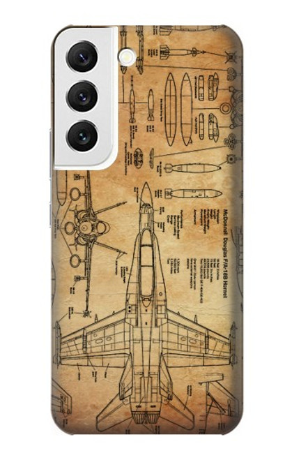W3868 Aircraft Blueprint Old Paper Hard Case and Leather Flip Case For Samsung Galaxy S22