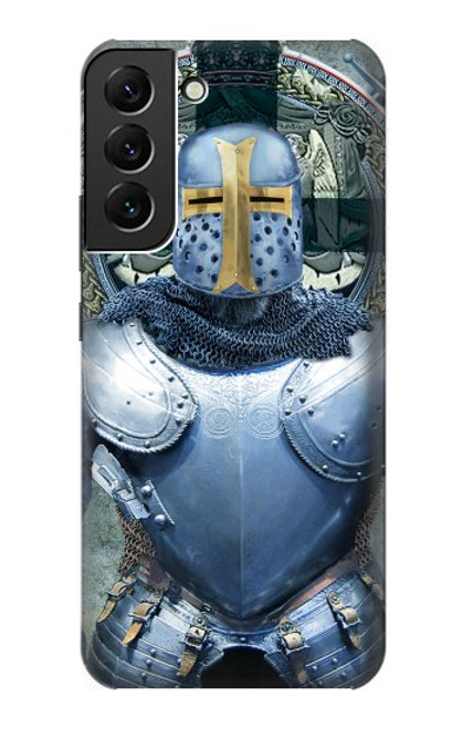 W3864 Medieval Templar Heavy Armor Knight Hard Case and Leather Flip Case For Samsung Galaxy S22 Plus