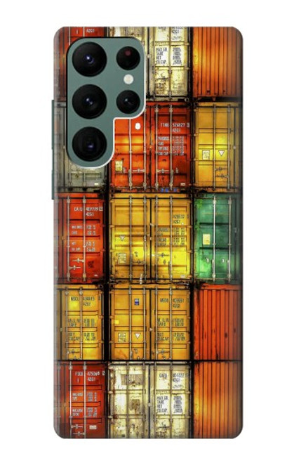 W3861 Colorful Container Block Hard Case and Leather Flip Case For Samsung Galaxy S22 Ultra