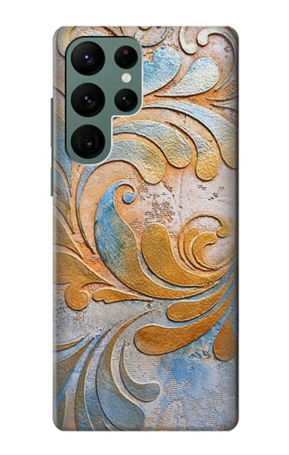 W3875 Canvas Vintage Rugs Hard Case and Leather Flip Case For Samsung Galaxy S22 Ultra