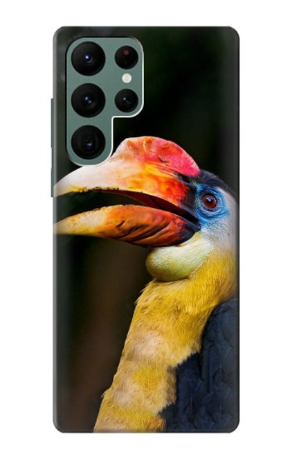 W3876 Colorful Hornbill Hard Case and Leather Flip Case For Samsung Galaxy S22 Ultra