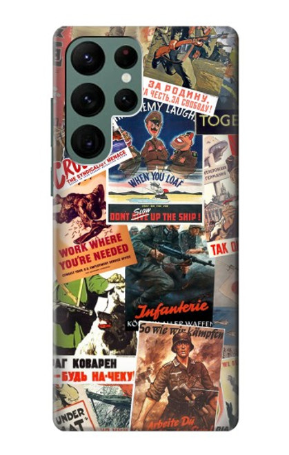 W3905 Vintage Army Poster Hard Case and Leather Flip Case For Samsung Galaxy S22 Ultra