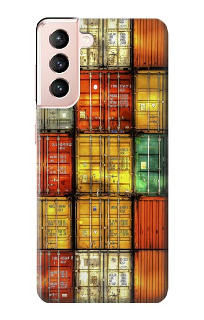 W3861 Colorful Container Block Hard Case and Leather Flip Case For Samsung Galaxy S21 5G