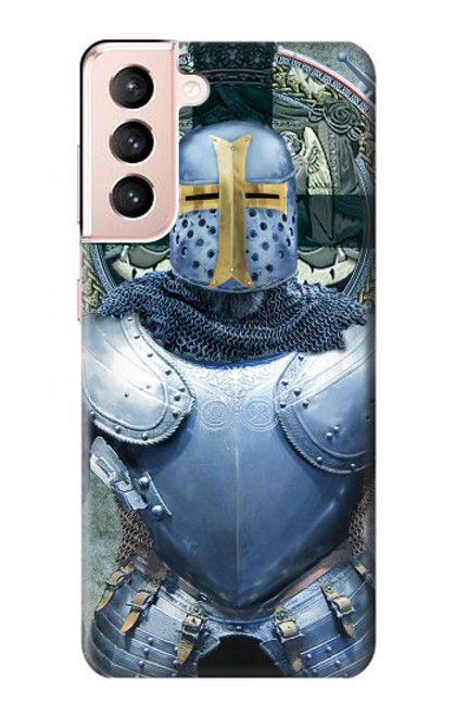 W3864 Medieval Templar Heavy Armor Knight Hard Case and Leather Flip Case For Samsung Galaxy S21 5G