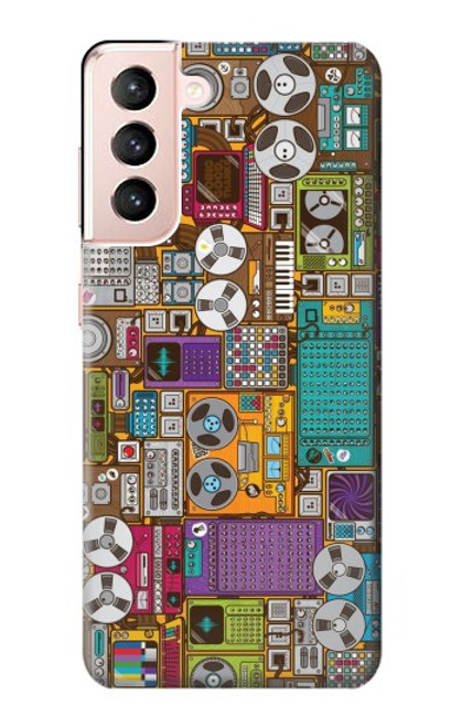 W3879 Retro Music Doodle Hard Case and Leather Flip Case For Samsung Galaxy S21 5G
