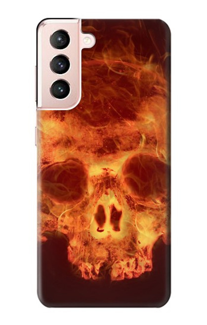 W3881 Fire Skull Hard Case and Leather Flip Case For Samsung Galaxy S21 5G
