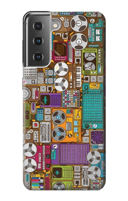 W3879 Retro Music Doodle Hard Case and Leather Flip Case For Samsung Galaxy S21 Plus 5G, Galaxy S21+ 5G